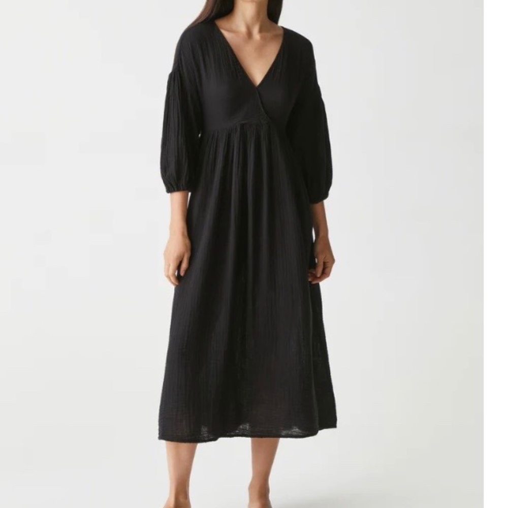 Michael Stars Isabella Gauze Midi Dress Black NWT Size Large
